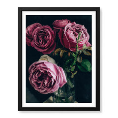 Beautiful Pink Flowers In A Bouquet Over Green Background | Abstract Floral Artwork #00454 - Prime Décor