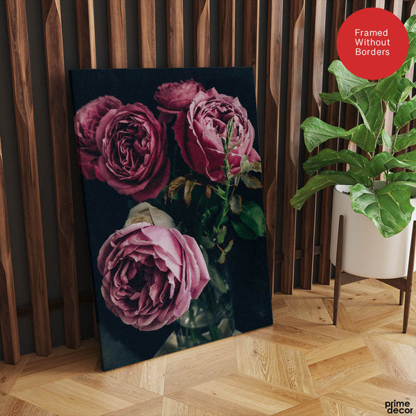 Beautiful Pink Flowers In A Bouquet Over Green Background | Abstract Floral Artwork #00454 - Prime Décor