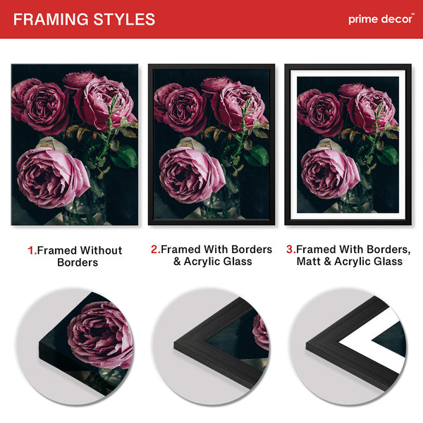 Beautiful Pink Flowers In A Bouquet Over Green Background | Abstract Floral Artwork #00454 - Prime Décor