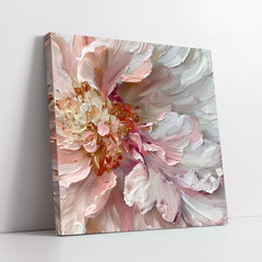 Abstract Macro Pink Peony Bloom Impasto Style (Single Panel) Digital Painting Wall Art