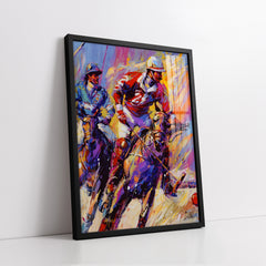 Dynamic Abstract Polo Players Palette Style (Single Panel) Digital Painting Wall Art