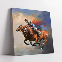 Kinetic Horse Sports Study with Bold Brushstrokes (Single Panel) Digital Painting Wall Art