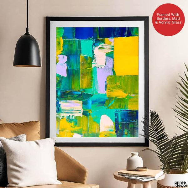 Colorful Abstract Art Paint Strokes Over Beautiful Background | Abstract Office Artwork #00467 - Prime Décor