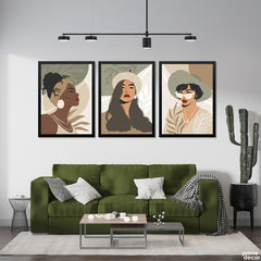 Spicy Mix Women Line Art With Pastel Colors (3 Panel) Fashion Wall Art - Prime Décor