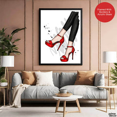 Beautiful Abstract Red Shoes Of Over White Background | Abstract Fashion Artwork #00470 - Prime Décor