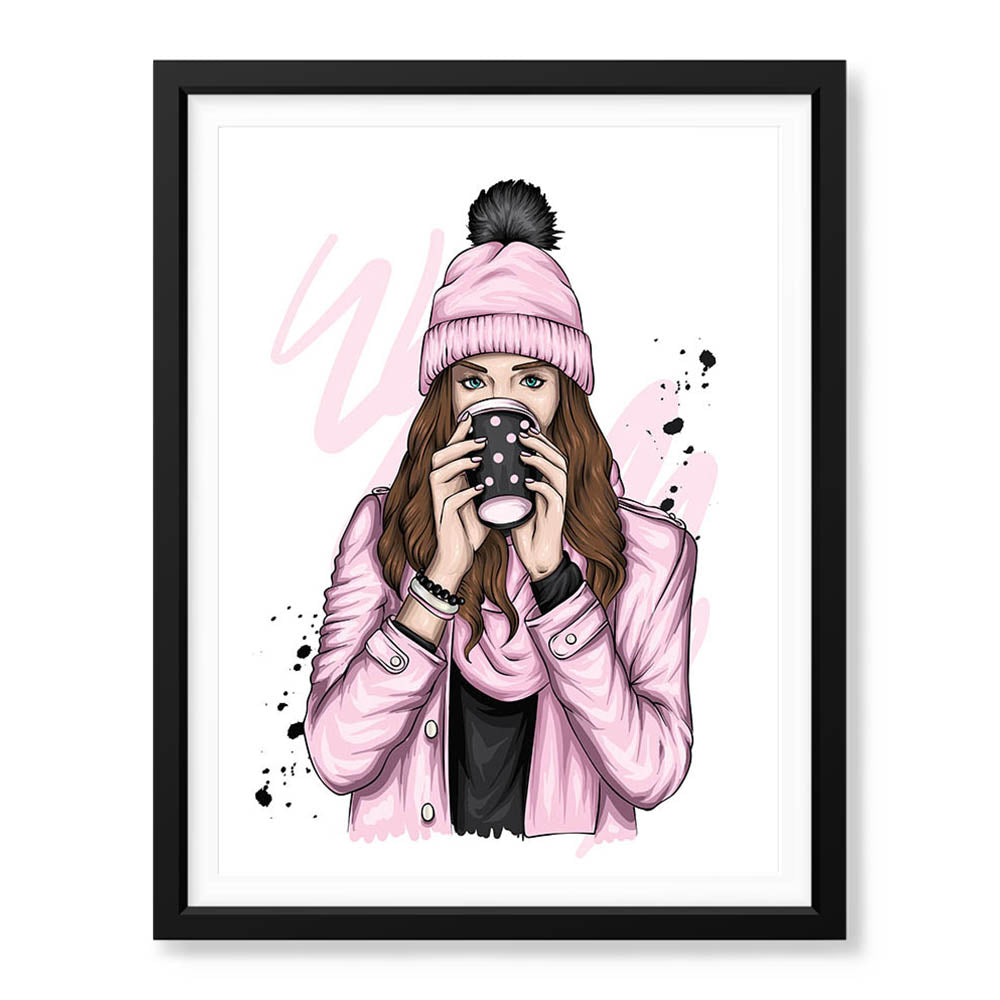 Beautiful Abstract Pink Dressed Girl Over White Background | Abstract Fashion Artwork #00471 - Prime Décor