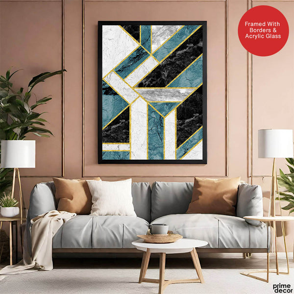 Colorful Abstract Geometric Shapes Over White Background | Abstract Office Artwork #00474 - Prime Décor