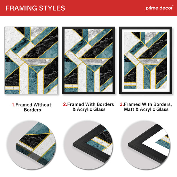 Colorful Abstract Geometric Shapes Over White Background | Abstract Office Artwork #00474 - Prime Décor