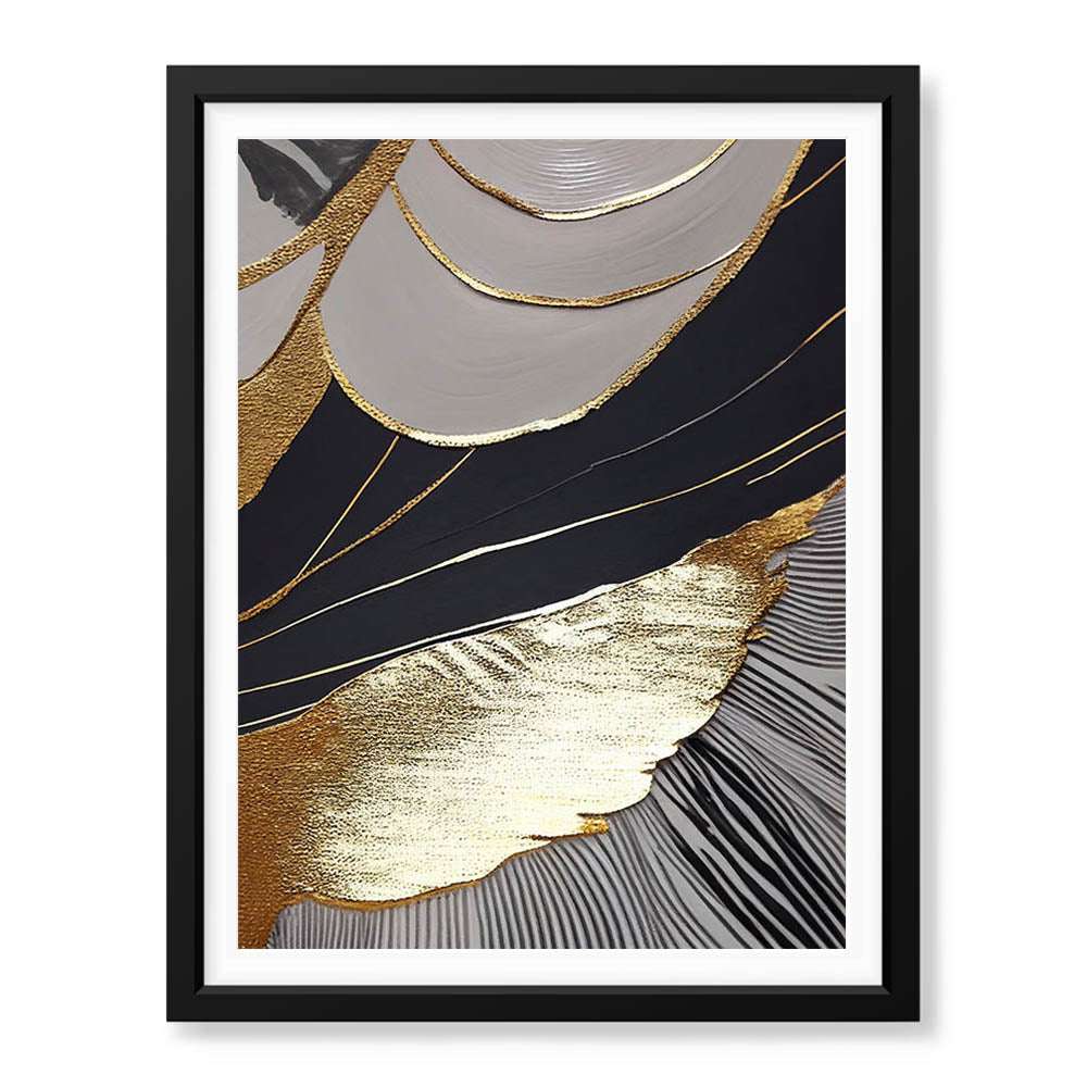 Black & Gold Abstract Design Over White Background | Abstract Fashion Artwork #00476 - Prime Décor