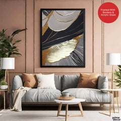 Black & Gold Abstract Design Over White Background | Abstract Fashion Artwork #00476 - Prime Décor
