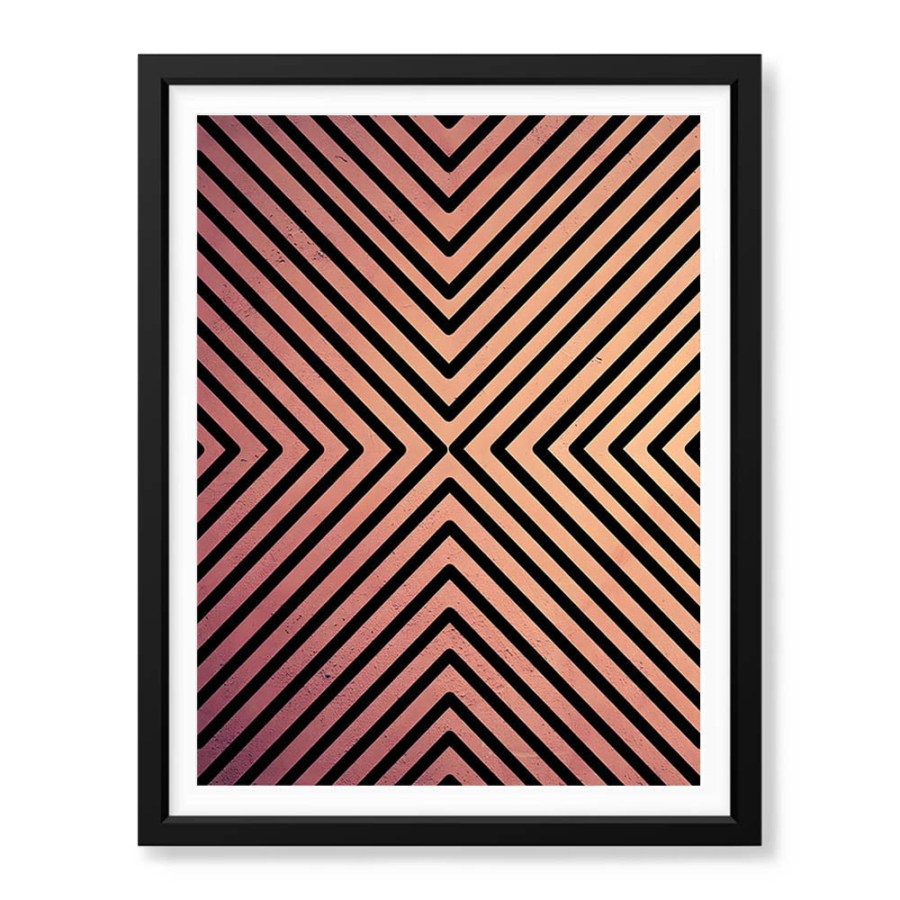 Black Lines Over Pink Tan Background Abstract Design | Abstract Office Artwork #0047 - Prime Décor