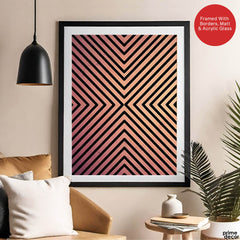 Black Lines Over Pink Tan Background Abstract Design | Abstract Office Artwork #0047 - Prime Décor