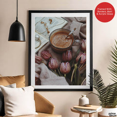 Beautiful Cup Of Tree With Flowers On A Table | Abstract Fashion Artwork #00482