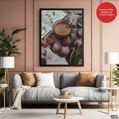 Beautiful Cup Of Tree With Flowers On A Table | Abstract Fashion Artwork #00482