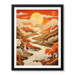 Beautiful View Of Sunrise From The Mountains | Abstract Nature Artwork #00483