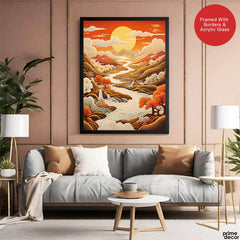 Beautiful View Of Sunrise From The Mountains | Abstract Nature Artwork #00483
