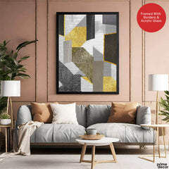 Black Gold & Grey Abstract Art Design Over White Background | Abstract Office Artwork #00485