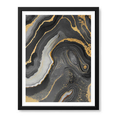 Black Gold & Grey Abstract Art Design Over White Background | Abstract Office Artwork #00486