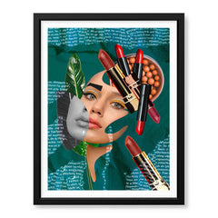 Red & Green Abstract Face Art Design With Lipsticks | Abstract Fashion Artwork #00487