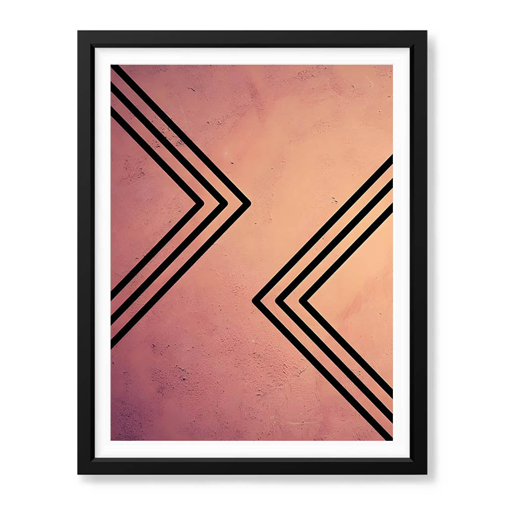 Black Lines Over Pink Tan Background Abstract Design | Abstract Office Artwork #0048 - Prime Décor