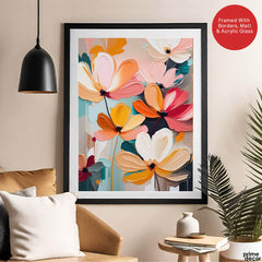 Colorful Abstract Floral Design Over White Background | Abstract Floral Artwork #00492