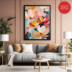 Colorful Abstract Floral Design Over White Background | Abstract Floral Artwork #00492