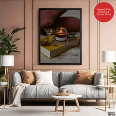 Beautiful Brown Jar With Candle Over The Book | Abstract Fashion Artwork #00497