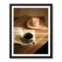 Beautiful Coffee Cup On The Table With Candle | Abstract Fashion Artwork #00499