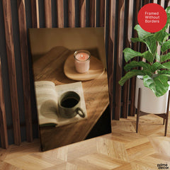 Beautiful Coffee Cup On The Table With Candle | Abstract Fashion Artwork #00499