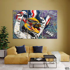 Abstract Artwork Of Lewis Hamilton (3 Panel) Sports Wall Art