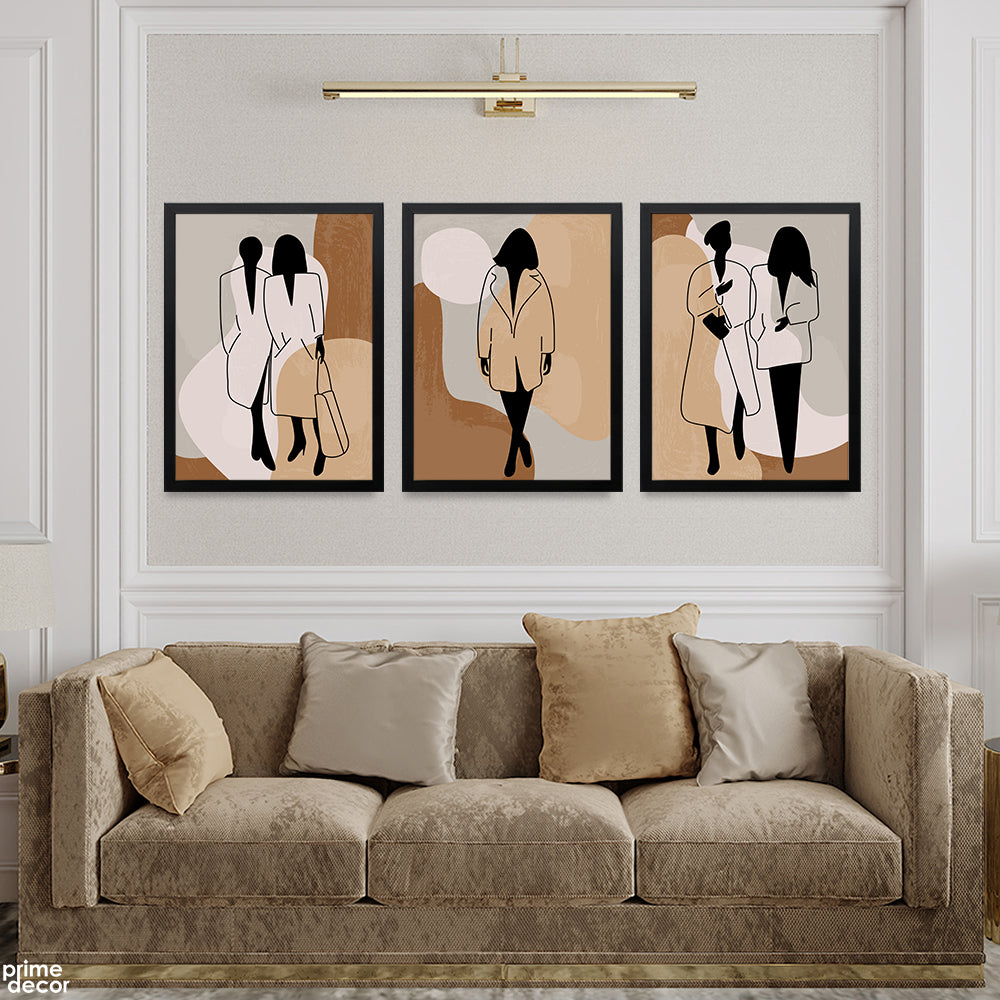 Abstract Women Pencil Art (3 Panel) Fashion Wall Art - Prime Décor