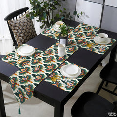 Greenish Anthemion Floral Pattern | Table Runner and Placemat Set