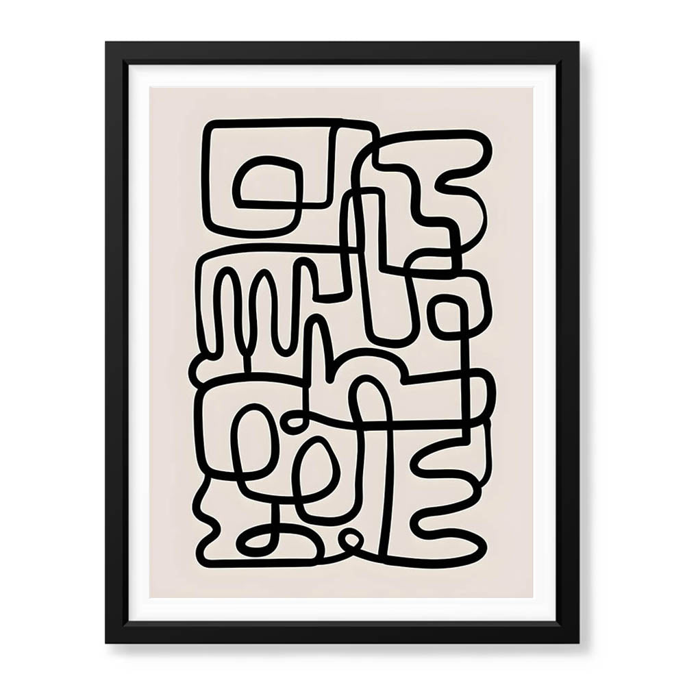 Black Line Art On Grey Background Abstract Design | Abstract Office Artwork #0050 - Prime Décor