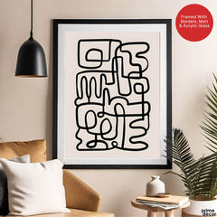 Black Line Art On Grey Background Abstract Design | Abstract Office Artwork #0050 - Prime Décor