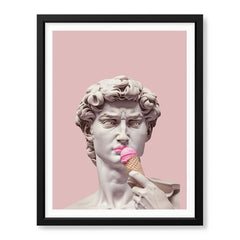 David Statue Eats Pink Ice Cream | Abstract Fashion Artwork #00513