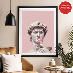 David Statue Eats Pink Ice Cream | Abstract Fashion Artwork #00513
