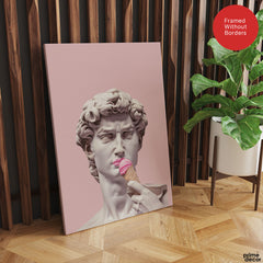 David Statue Eats Pink Ice Cream | Abstract Fashion Artwork #00513