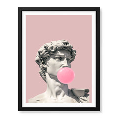 David Statue With Pink Bubble Gum | Abstract Fashion Artwork #00514