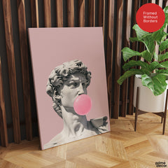David Statue With Pink Bubble Gum | Abstract Fashion Artwork #00514