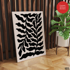 Beautiful Black Floral Artwork Over Beige Background | Abstract Floral Artwork #00515