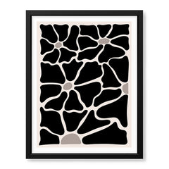 Beautiful Black Flowers Over Beige Background | Abstract Floral Artwork #00516