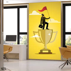 Man In Suit With Winning Flag | Office Wallpaper Mural