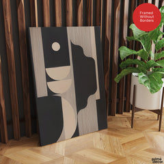 Black & Beige Geometric Shape Lines Artwork | Abstract Office Artwork #00520