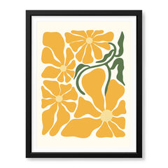 Beautiful Yellow Flowers With Green Leaves | Abstract Floral Artwork #00525