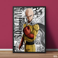 Saitama Doodling Background One Punch Man Manga Series | Anime Wall Art - Prime Décor