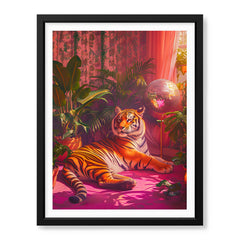 Aesthetic Brave Tiger In A Red Light | Abstract Animal Artwork #00529