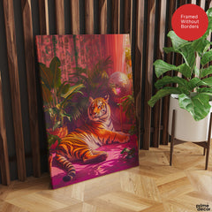 Aesthetic Brave Tiger In A Red Light | Abstract Animal Artwork #00529