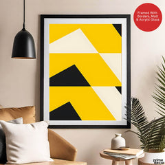 Black Yellow & White Abstract Design | Abstract Office Artwork #0052 - Prime Décor