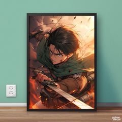 Levi Ackerman In Action Attack On Titan Series | Anime Wall Art - Prime Décor
