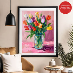 Beautiful Colorful Flowers In A Pot | Abstract Floral Artwork #00533